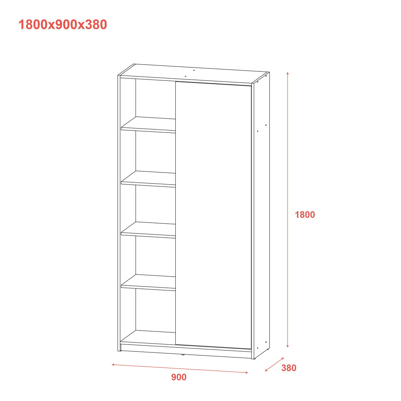 Распашный шкаф Doros Студент Дуб Сонома/Белый 90х38х180 DRS-011624 (40908067)