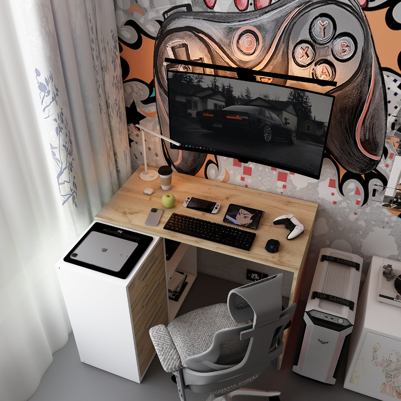 Офисный стол Doros T8 Белый/Дуб Артизан 100х83х75 (DRS-011512)