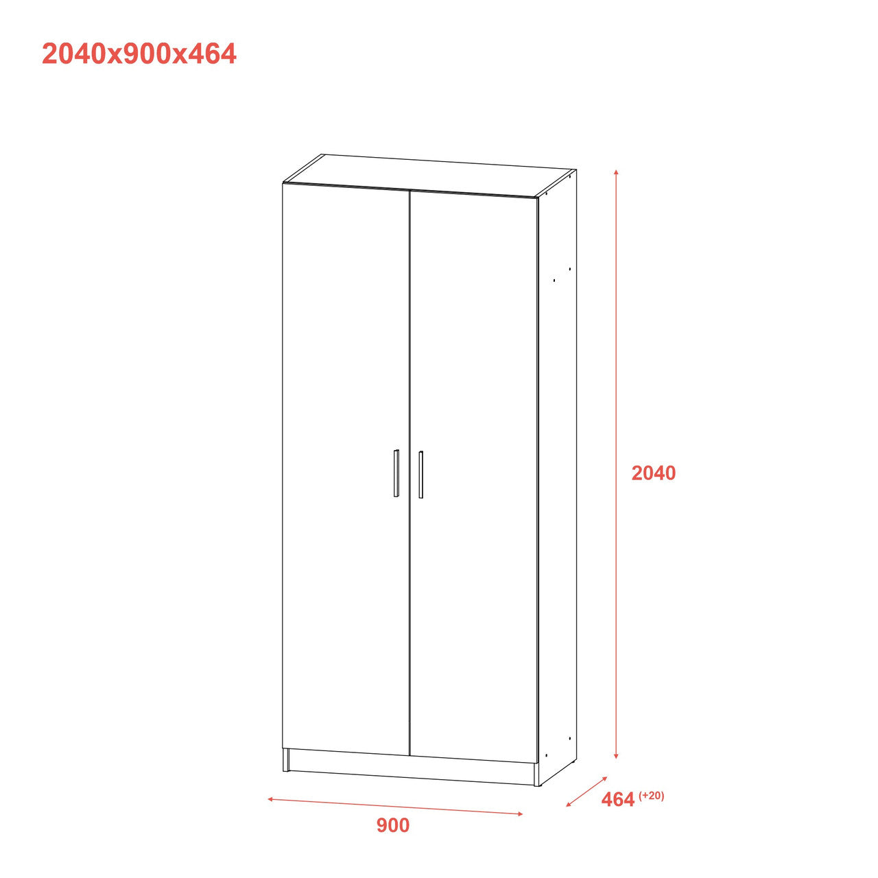 Шкаф для одежды Doros Промо Серый 2 ДСП 90х48х204 DRS-011625 (80737764)