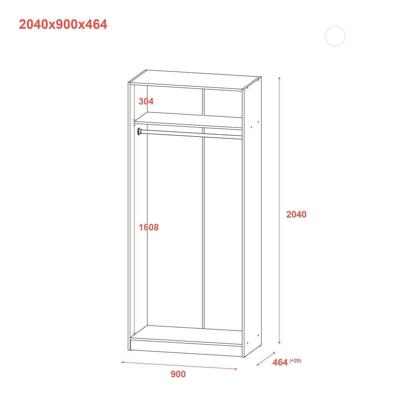 Шкаф для одежды Doros Промо Серый 2 ДСП 90х48х204 DRS-011625 (80737764)