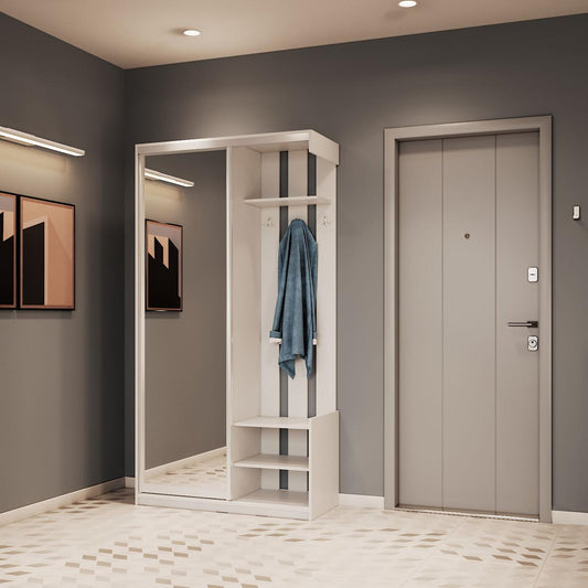 Прихожая с зеркалом Doros City One Door 110х45х210 см Белый (DRS-011404)