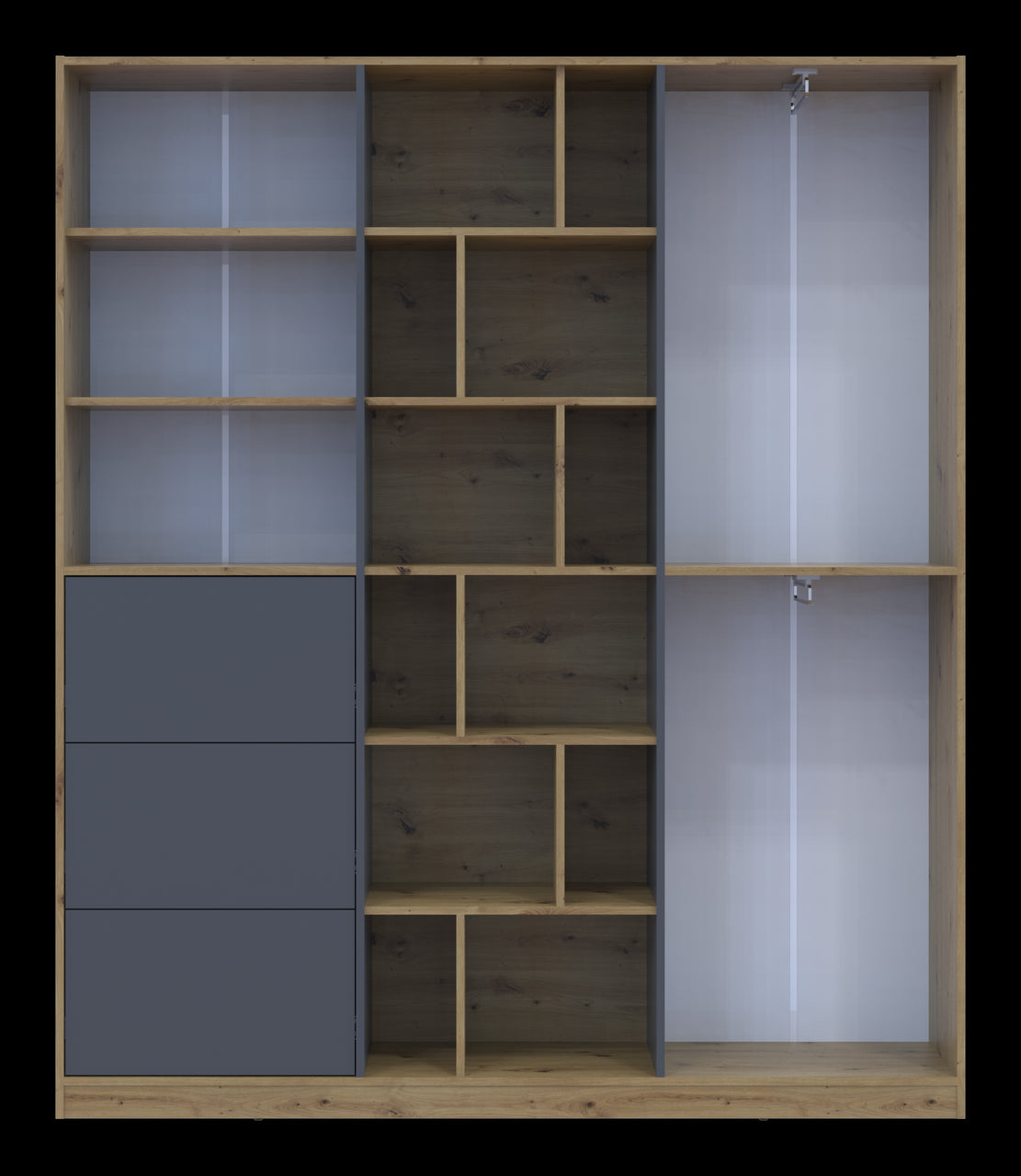 Шкаф для одежды Doros Морган Дуб Артизан/Графит ДСП/Ящики 180х38.5х210 DRS-011612 (42002256)