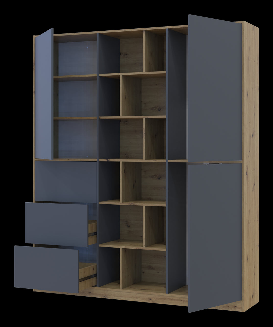 Шкаф для одежды Doros Морган Дуб Артизан/Графит ДСП/Ящики 180х38.5х210 DRS-011612 (42002256)