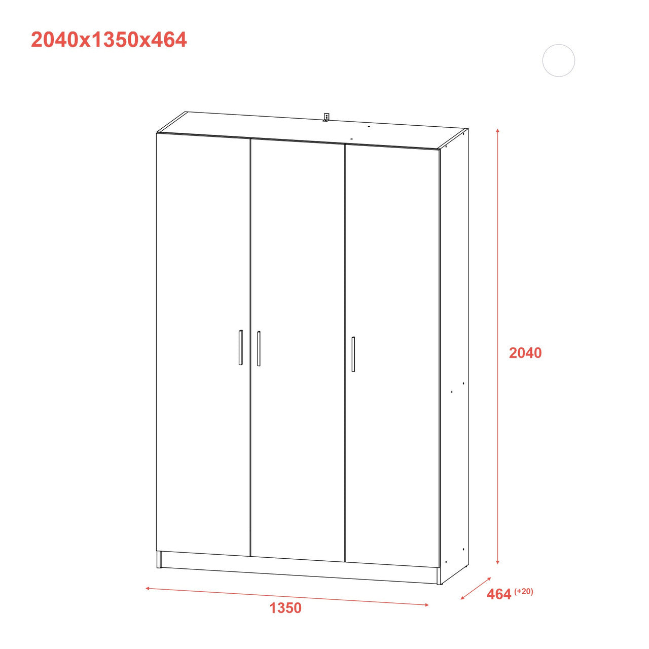 Шкаф для одежды Doros Промо Серый 3 ДСП 135х48х204 DRS-011626 (80737765)