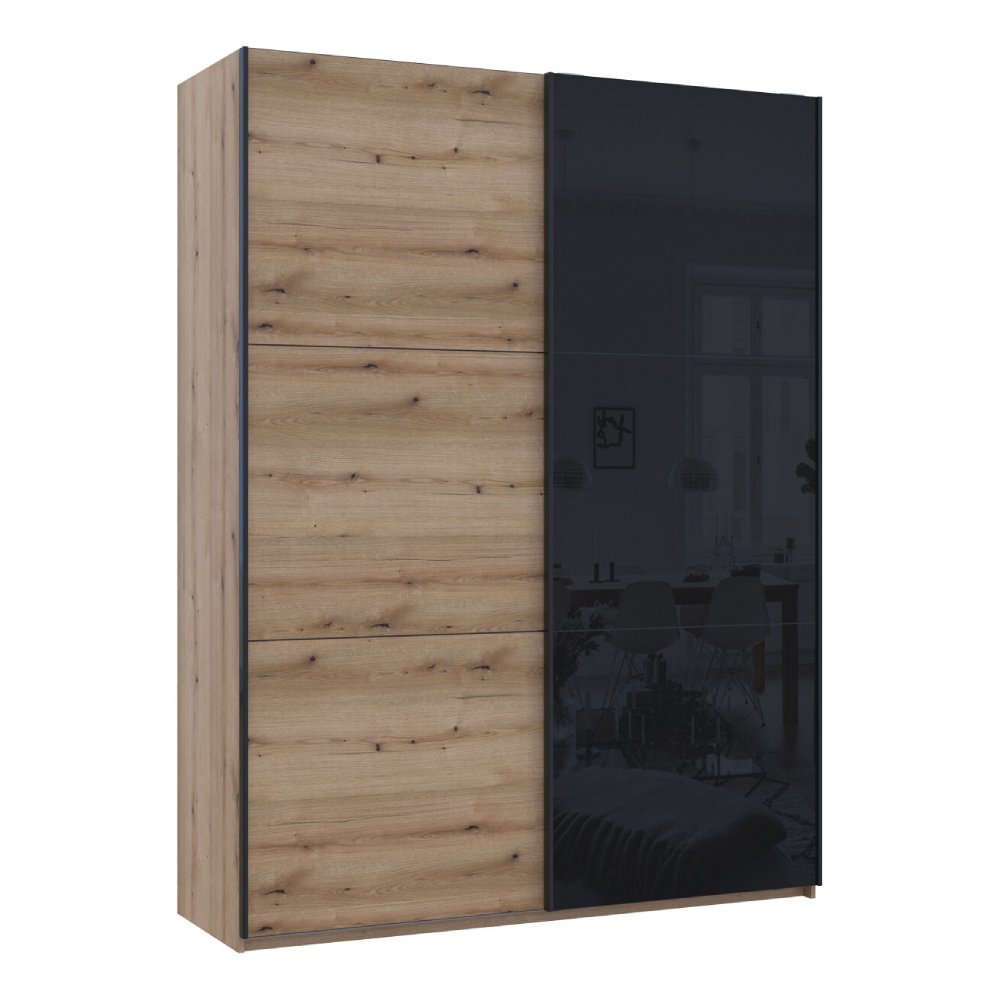 Шкаф купе Doros G-Caiser Дуб Эвок 1 ДСП / 1 Стекло / 3 части 180х60х240 (DRS-011577)