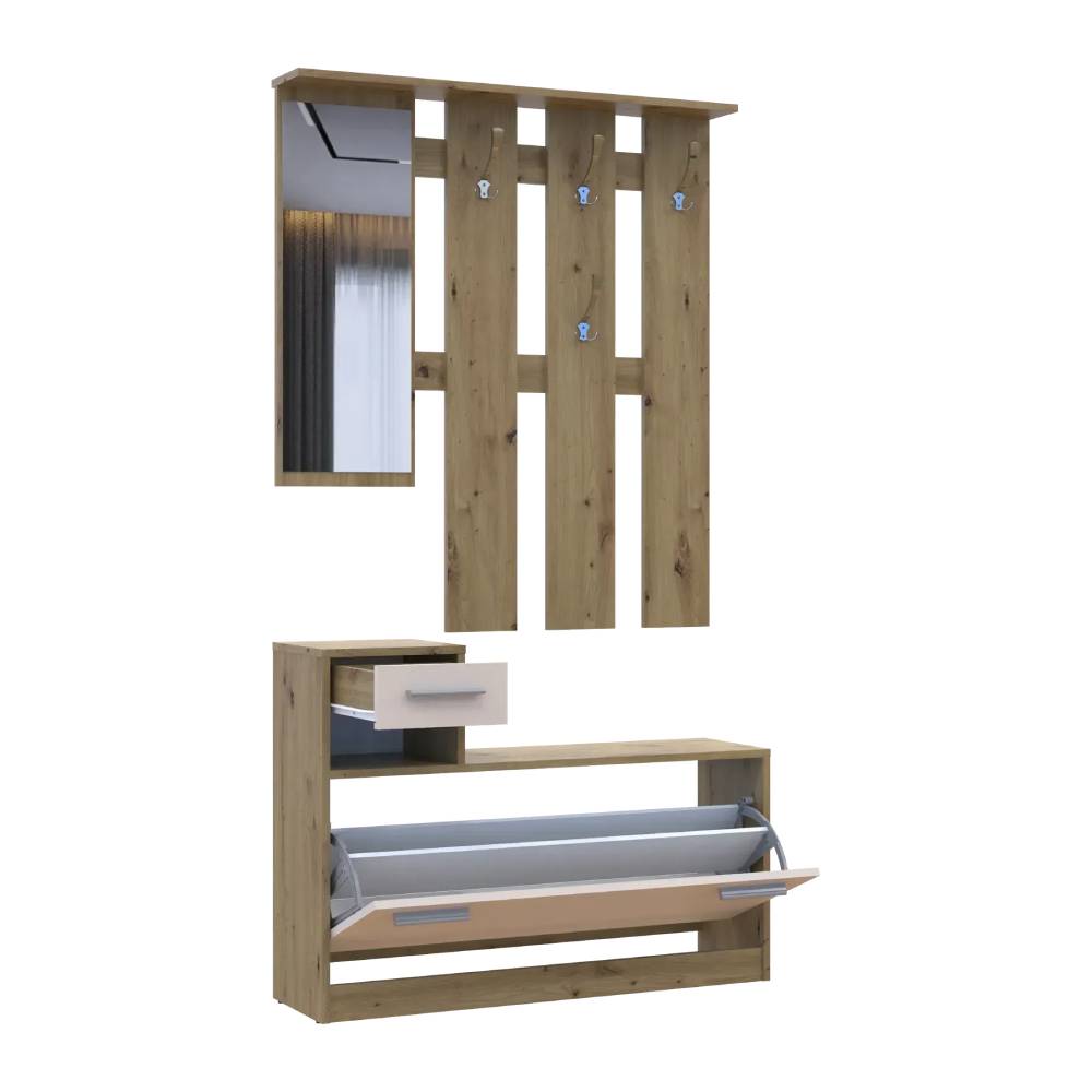 Прихожая с зеркалом Doros Alice Дуб Эвок/Кашемир 100х25х182.9 DRS-011755 (44900360)