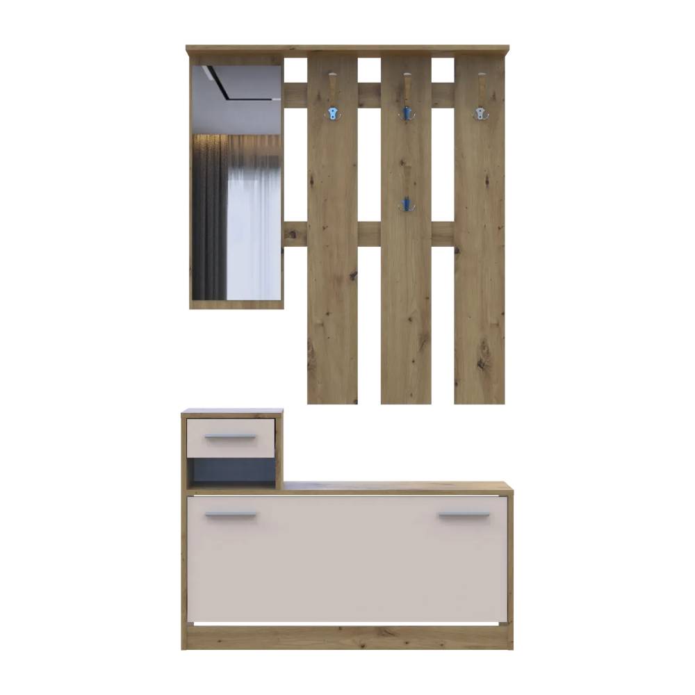 Прихожая с зеркалом Doros Alice Дуб Эвок/Кашемир 100х25х182.9 DRS-011755 (44900360)