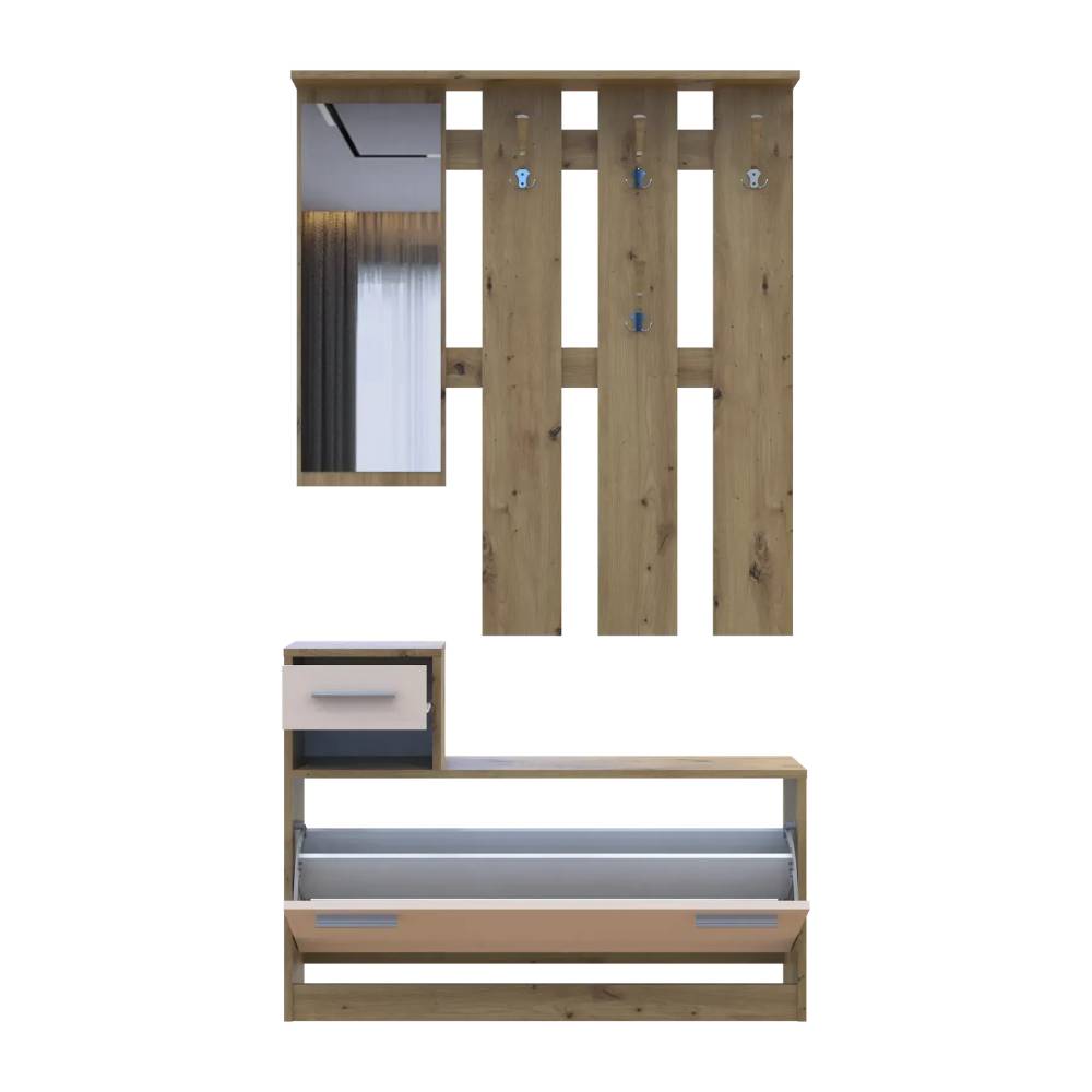 Прихожая с зеркалом Doros Alice Дуб Эвок/Кашемир 100х25х182.9 DRS-011755 (44900360)