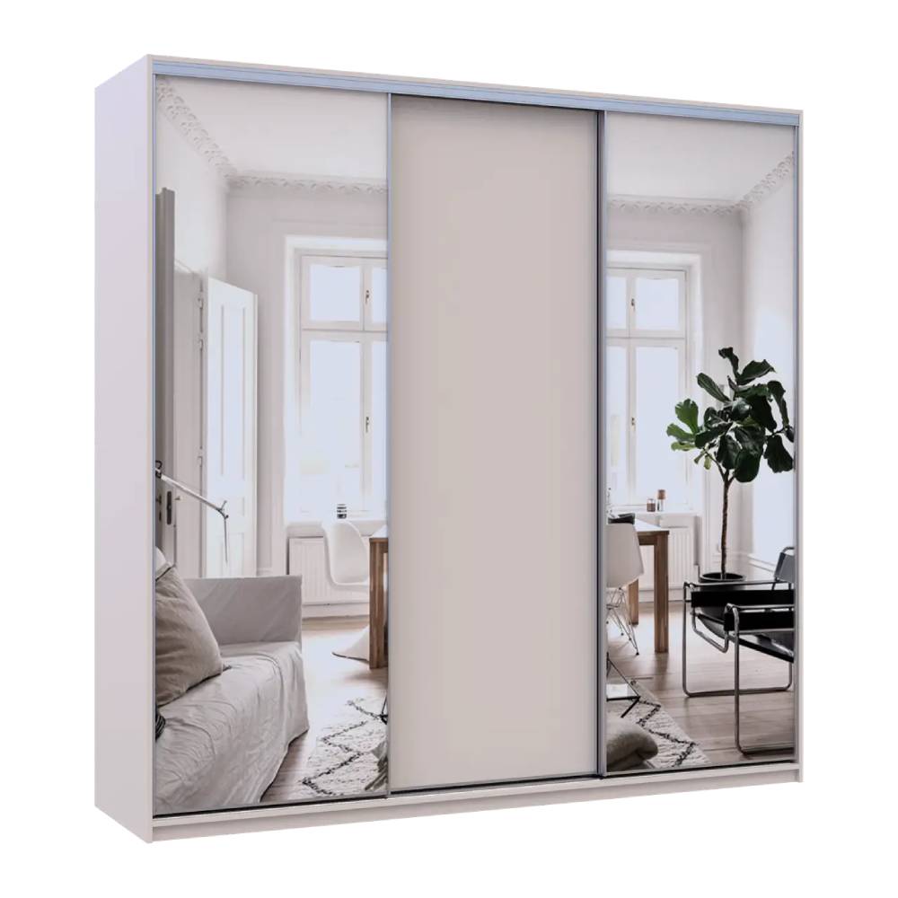 Шкаф-купе Doros Сити Лайт Кашемир 1 ДСП/2 зеркала 225х60х225 (80736380)