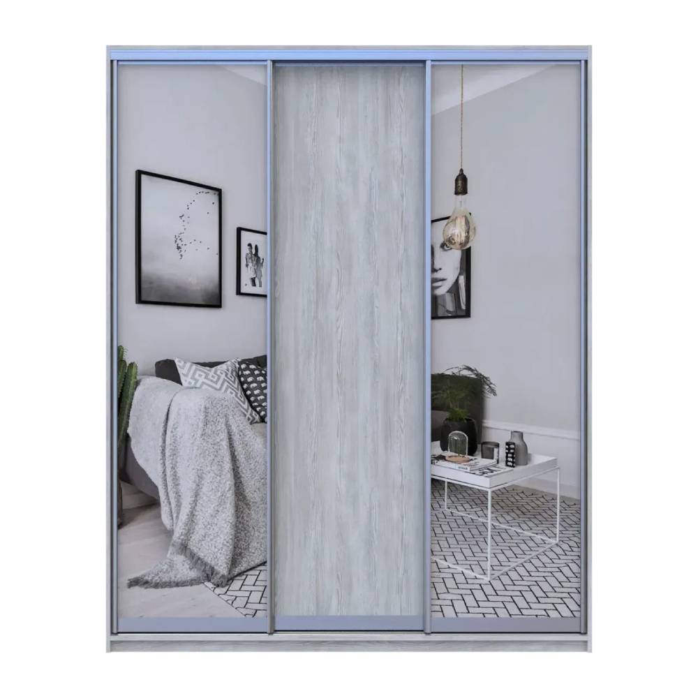 Шкаф купе Doros Сити Лайт Сосна Натти 1 ДСП / 2 зеркала 225х60х225 (DRS-011972)