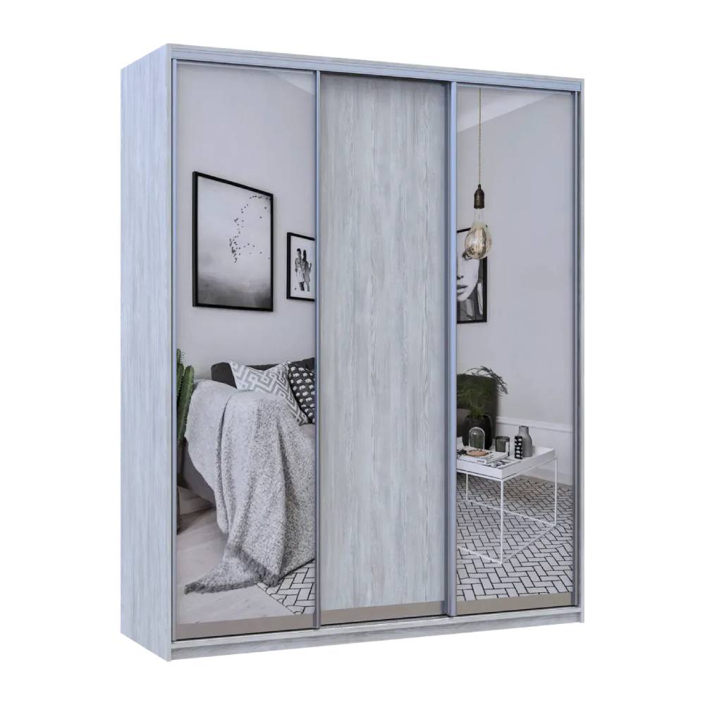 Шкаф купе Doros Сити Лайт Сосна Натти 1 ДСП / 2 зеркала 225х60х225 (DRS-011972)