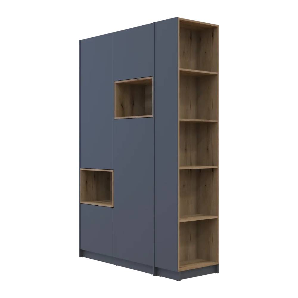 Шкаф для одежды с нишей и этажеркой Doros Дейл Графит/Дуб Эвок 2 ДСП 143.2х52х220 DRS-011723 (44900335)