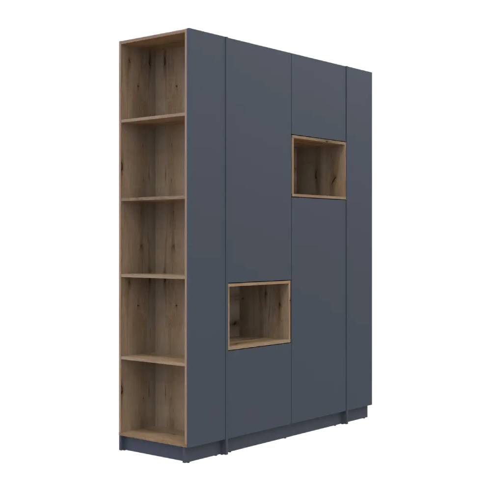 Шкаф для одежды с нишей и этажеркой Doros Дейл Графит/Дуб Эвок 2 ДСП 143.2х52х220 DRS-011723 (44900335)