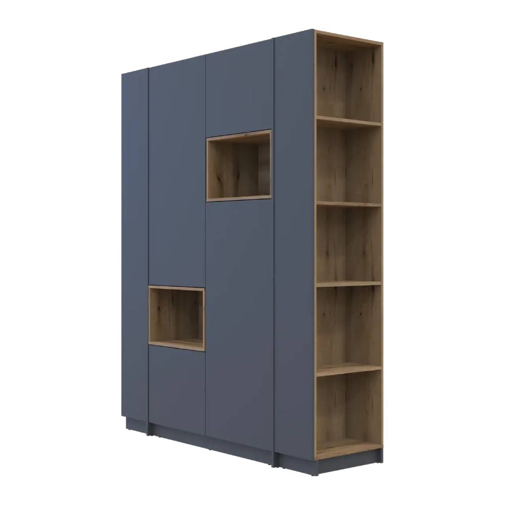 Шкаф для одежды с нишей и этажеркой Doros Дейл Графит/Дуб Эвок 2 ДСП 143.2х52х220 DRS-011723 (44900335)