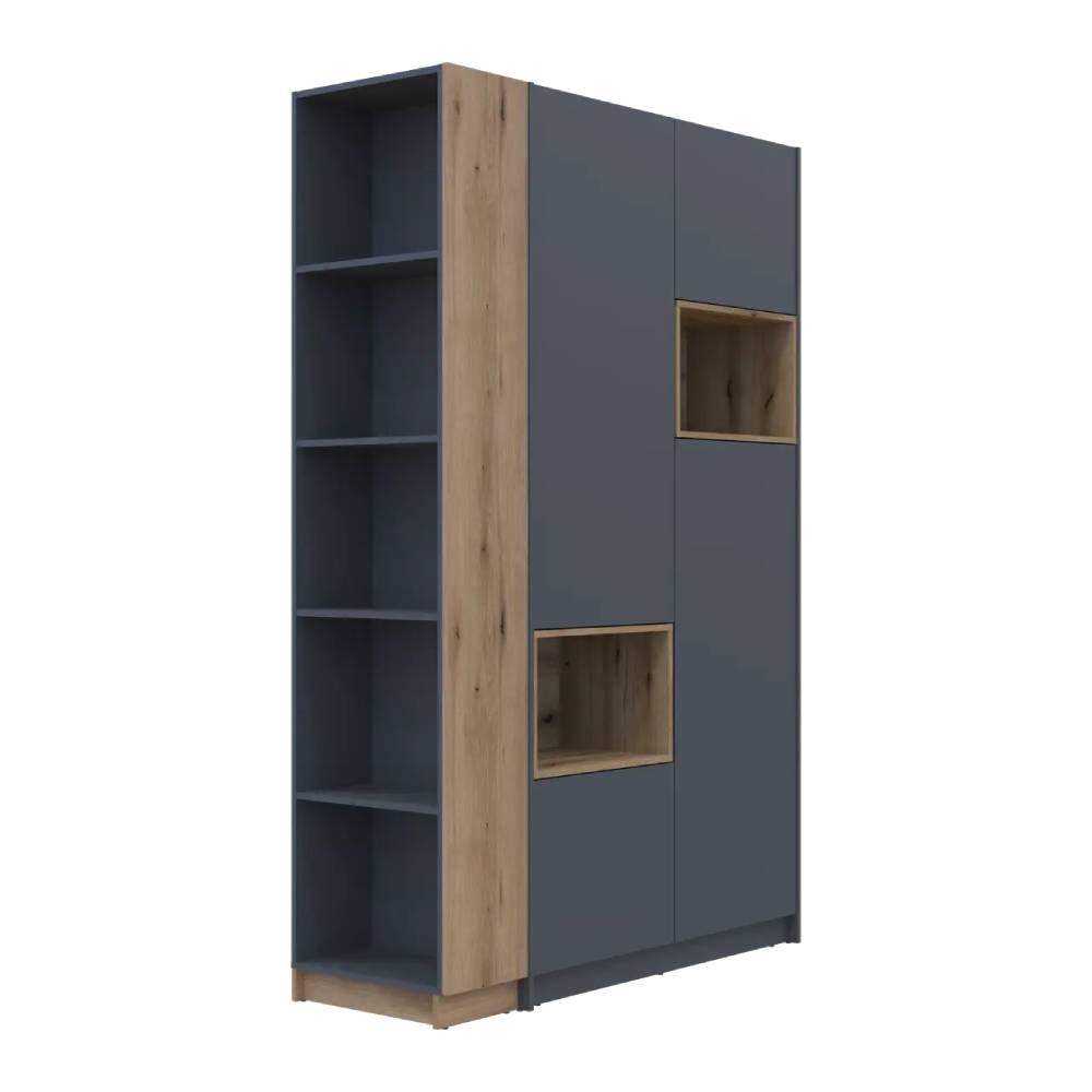 Шкаф для одежды с нишей и этажеркой Doros Дейл Графит/Дуб Эвок 2 ДСП 143.2х52х220 DRS-011734 (42005154)