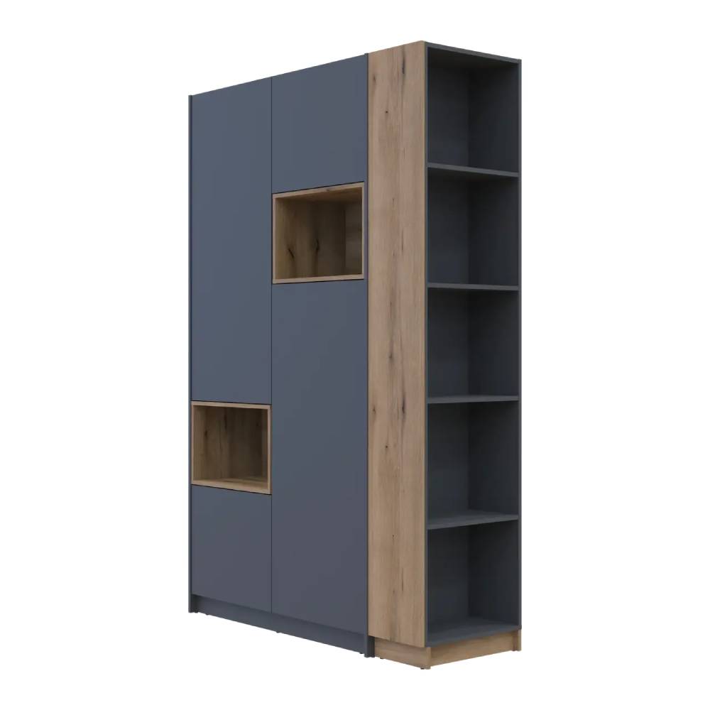 Шкаф для одежды с нишей и этажеркой Doros Дейл Графит/Дуб Эвок 2 ДСП 143.2х52х220 DRS-011734 (42005154)