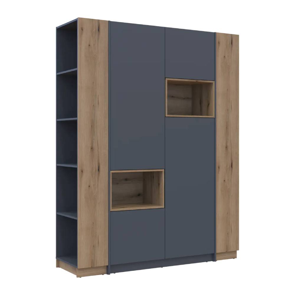 Шкаф для одежды с нишей и этажеркой Doros Дейл Графит/Дуб Эвок 2 ДСП 143.2х52х220 DRS-011734 (42005154)