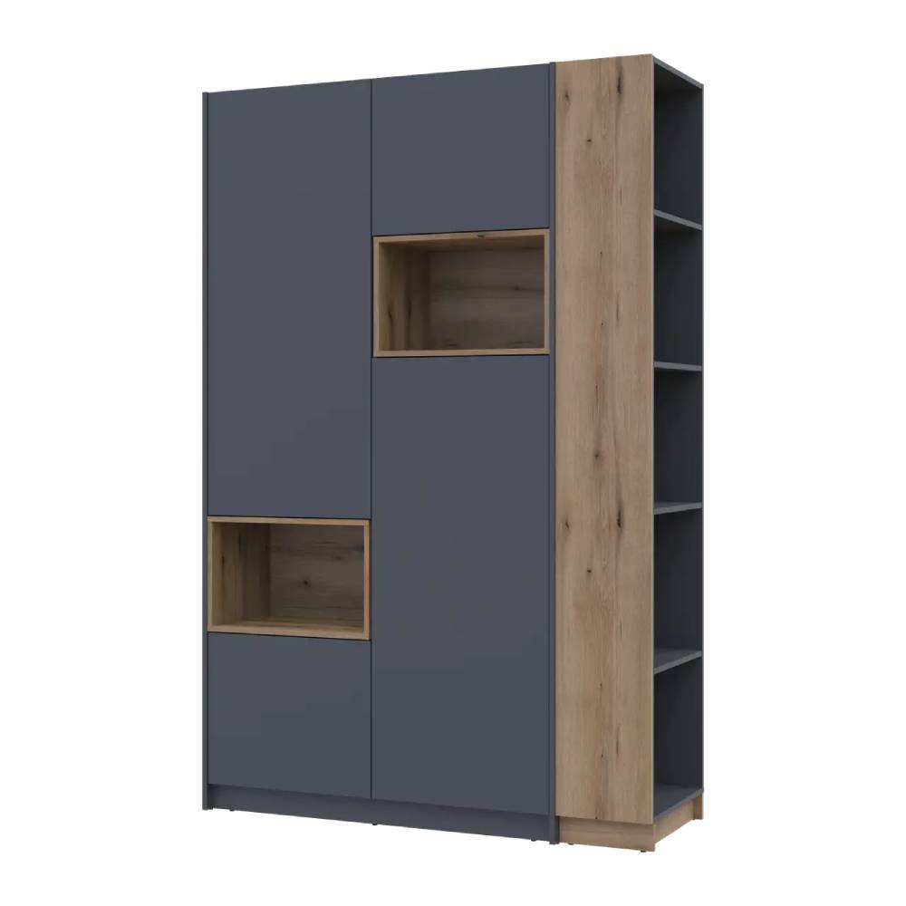 Шкаф для одежды с нишей и этажеркой Doros Дейл Графит/Дуб Эвок 2 ДСП 143.2х52х220 DRS-011734 (42005154)