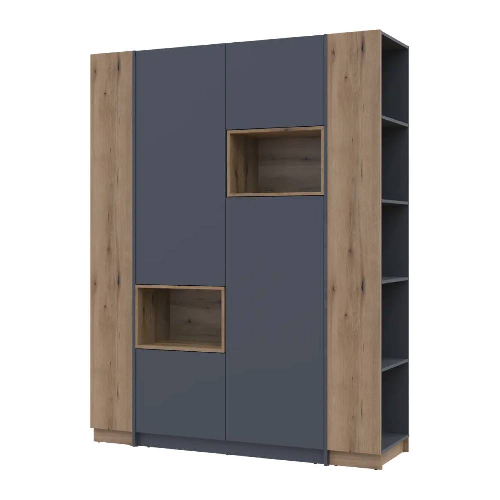 Шкаф для одежды с нишей и этажеркой Doros Дейл Графит/Дуб Эвок 2 ДСП 143.2х52х220 DRS-011734 (42005154)