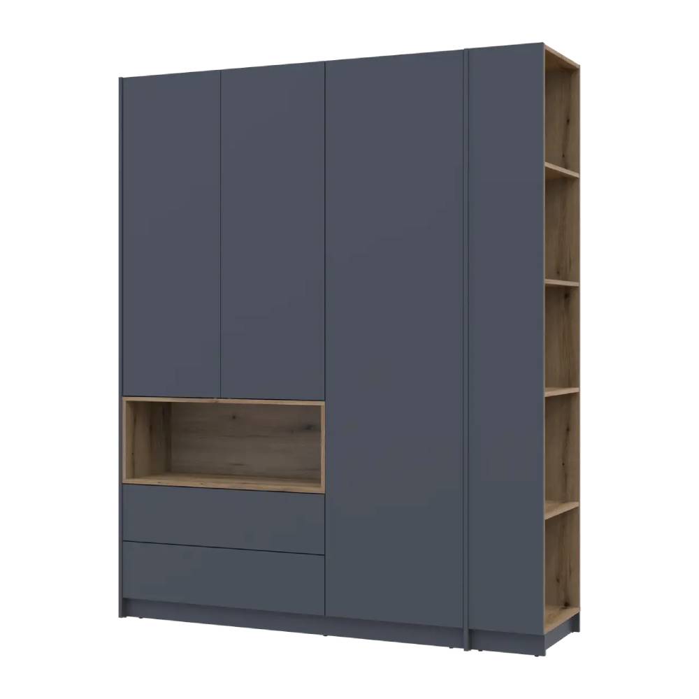 Шкаф для одежды с нишей и этажеркой Doros Дейл Графит/Дуб Эвок 3 ДСП 178х52х220 DRS-011725 (44900337)