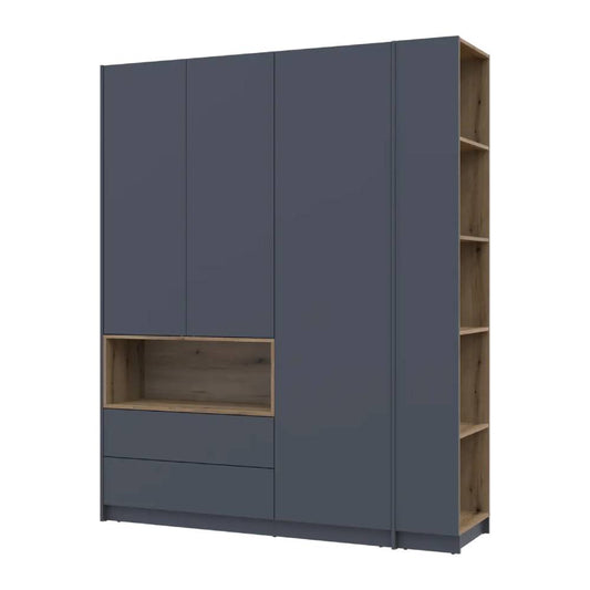 Шкаф для одежды с нишей и этажеркой Doros Дейл Графит/Дуб Эвок 3 ДСП 178х52х220 DRS-011725 (44900337)