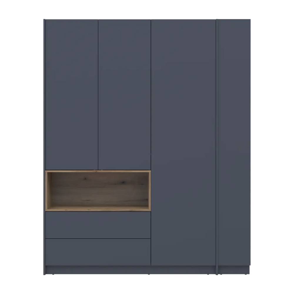 Шкаф для одежды с нишей и этажеркой Doros Дейл Графит/Дуб Эвок 3 ДСП 178х52х220 DRS-011725 (44900337)