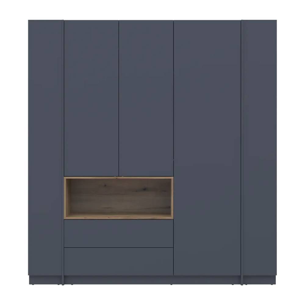 Шкаф для одежды с нишей и этажеркой Doros Дейл Графит/Дуб Эвок 3 ДСП 178х52х220 DRS-011725 (44900337)