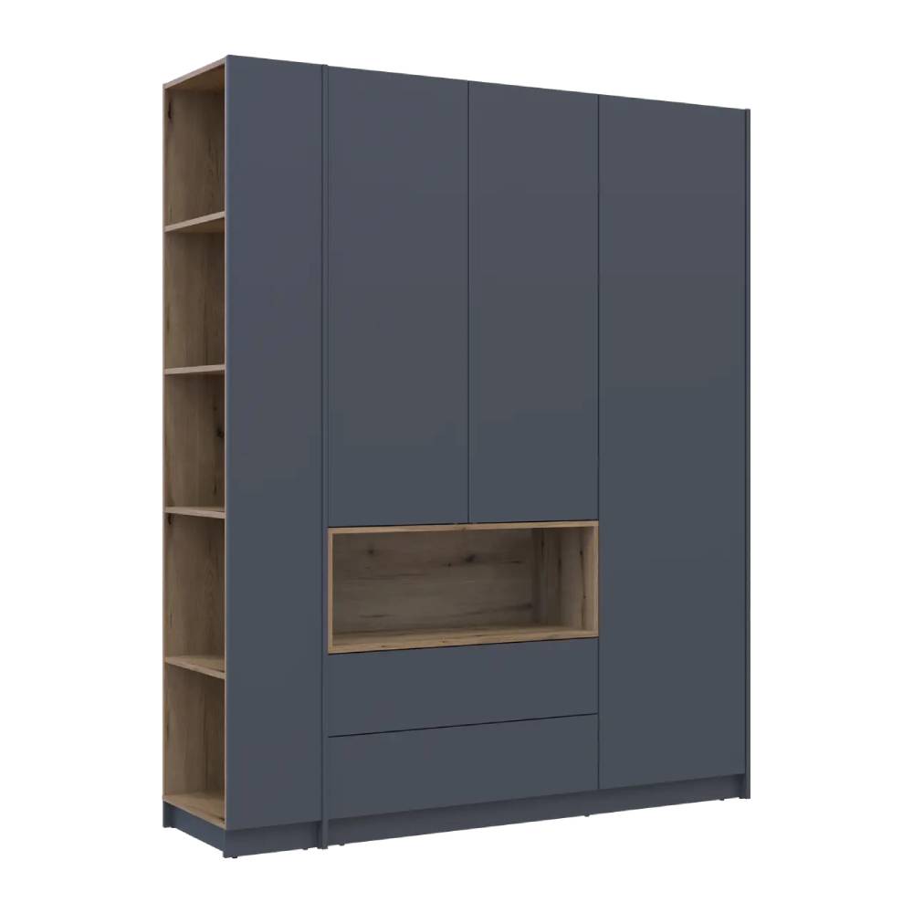 Шкаф для одежды с нишей и этажеркой Doros Дейл Графит/Дуб Эвок 3 ДСП 178х52х220 DRS-011725 (44900337)