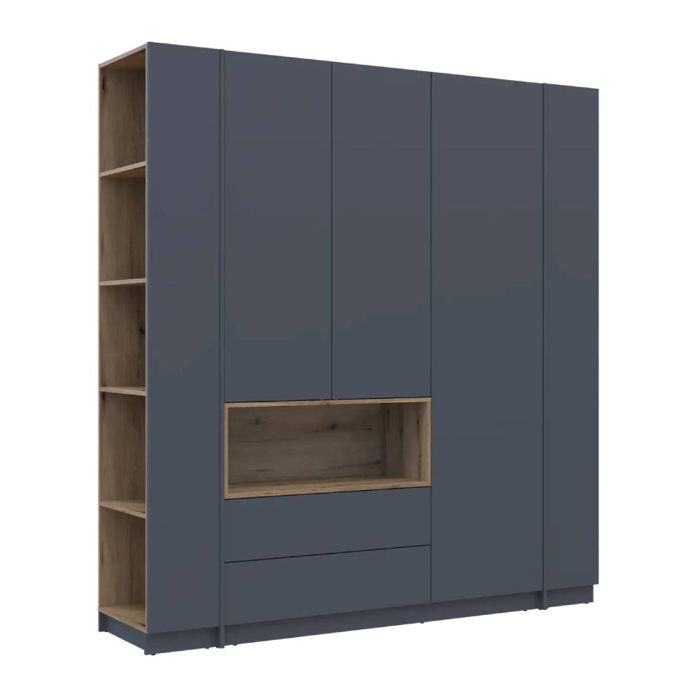 Шкаф для одежды с нишей и этажеркой Doros Дейл Графит/Дуб Эвок 3 ДСП 178х52х220 DRS-011725 (44900337)