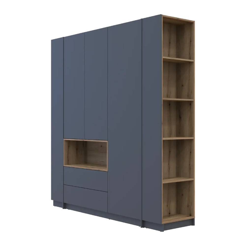 Шкаф для одежды с нишей и этажеркой Doros Дейл Графит/Дуб Эвок 3 ДСП 178х52х220 DRS-011725 (44900337)