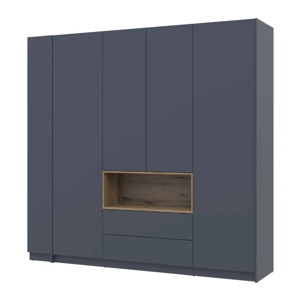 Шкаф для одежды с нишей и этажеркой Doros Дейл Графит/Дуб Эвок 4 ДСП 234х52х220 DRS-011727 (44900339)