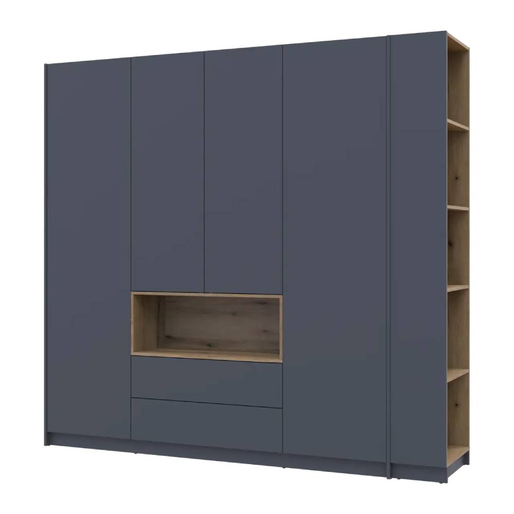 Шкаф для одежды с нишей и этажеркой Doros Дейл Графит/Дуб Эвок 4 ДСП 234х52х220 DRS-011727 (44900339)