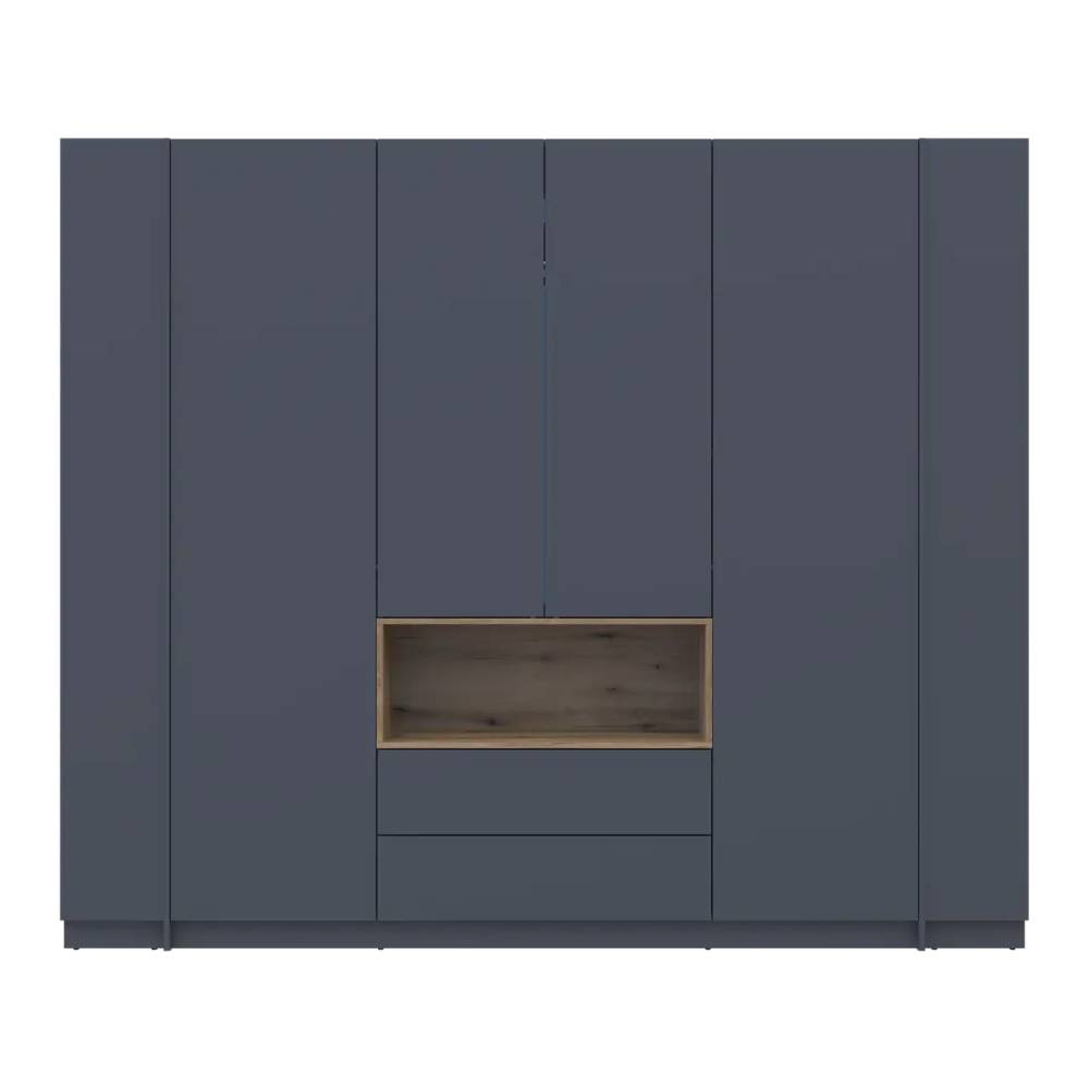 Шкаф для одежды с нишей и этажеркой Doros Дейл Графит/Дуб Эвок 4 ДСП 234х52х220 DRS-011727 (44900339)