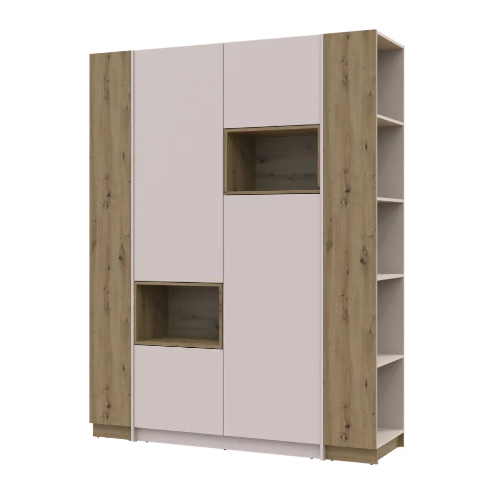 Шкаф для одежды с нишей и этажеркой Doros Дейл Кашемир/Дуб Артизан 2 ДСП 143.2х52х220 DRS-011735 (42005155)