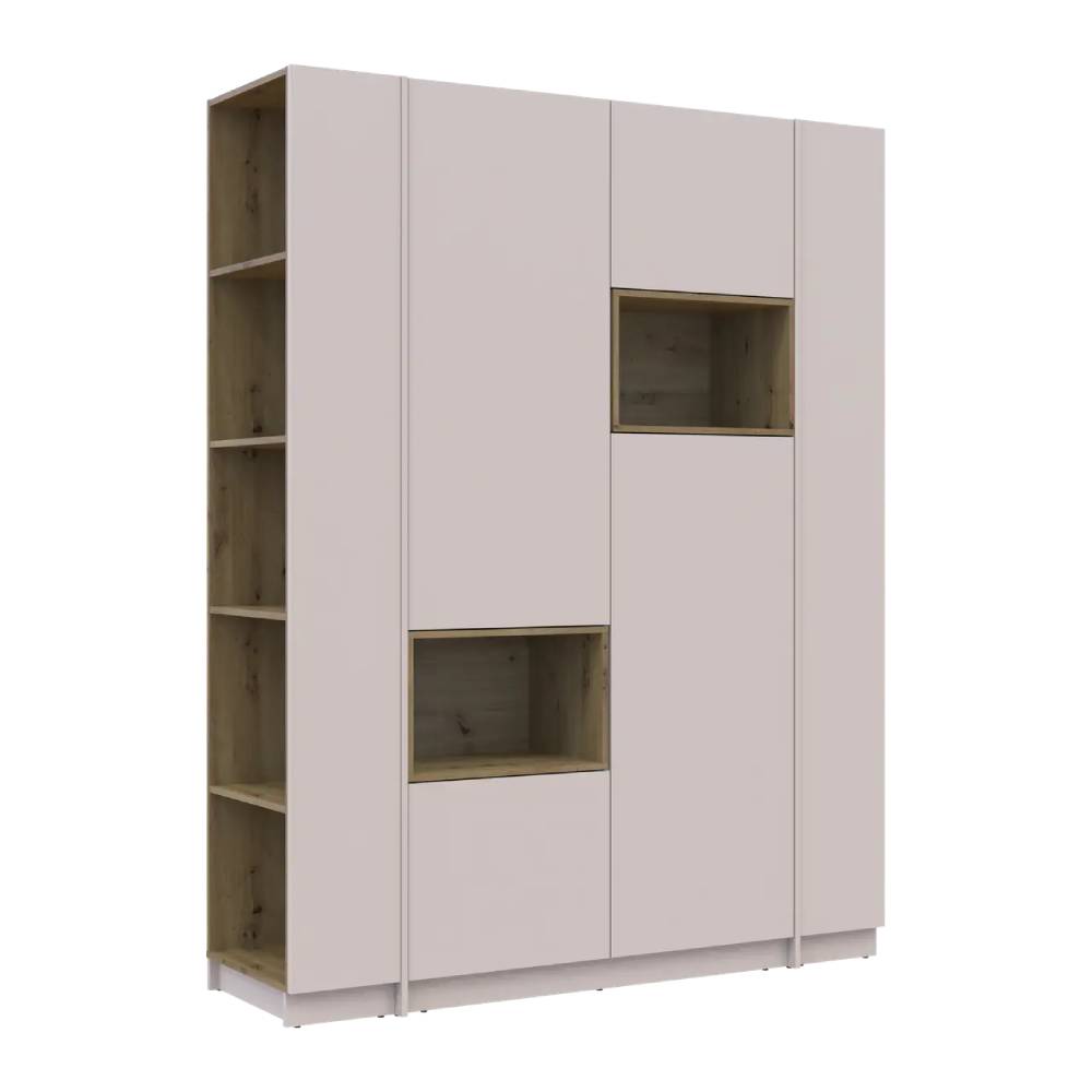 Шкаф для одежды с нишей и этажеркой Doros Дейл Кашемир/Дуб Артизан 2 ДСП 143.2х52х220 DRS-011724 (44900336)