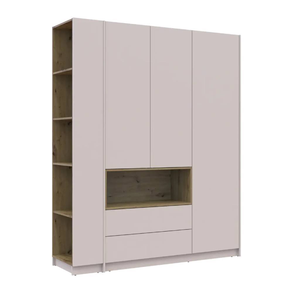 Шкаф для одежды с нишей и этажеркой Doros Дейл Кашемир/Дуб Артизан 3 ДСП 178х52х220 DRS-011726 (44900338)