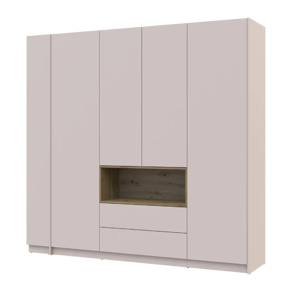 Шкаф для одежды с нишей и этажеркой Doros Дейл Кашемир/Дуб Артизан 4 ДСП 234х52х220 DRS-011728 (44900340)