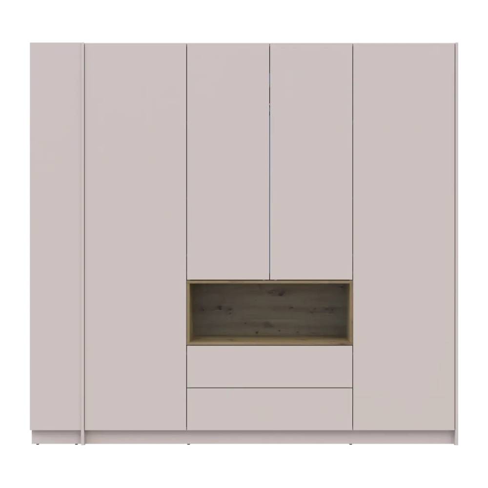 Шкаф для одежды с нишей и этажеркой Doros Дейл Кашемир/Дуб Артизан 4 ДСП 234х52х220 DRS-011728 (44900340)