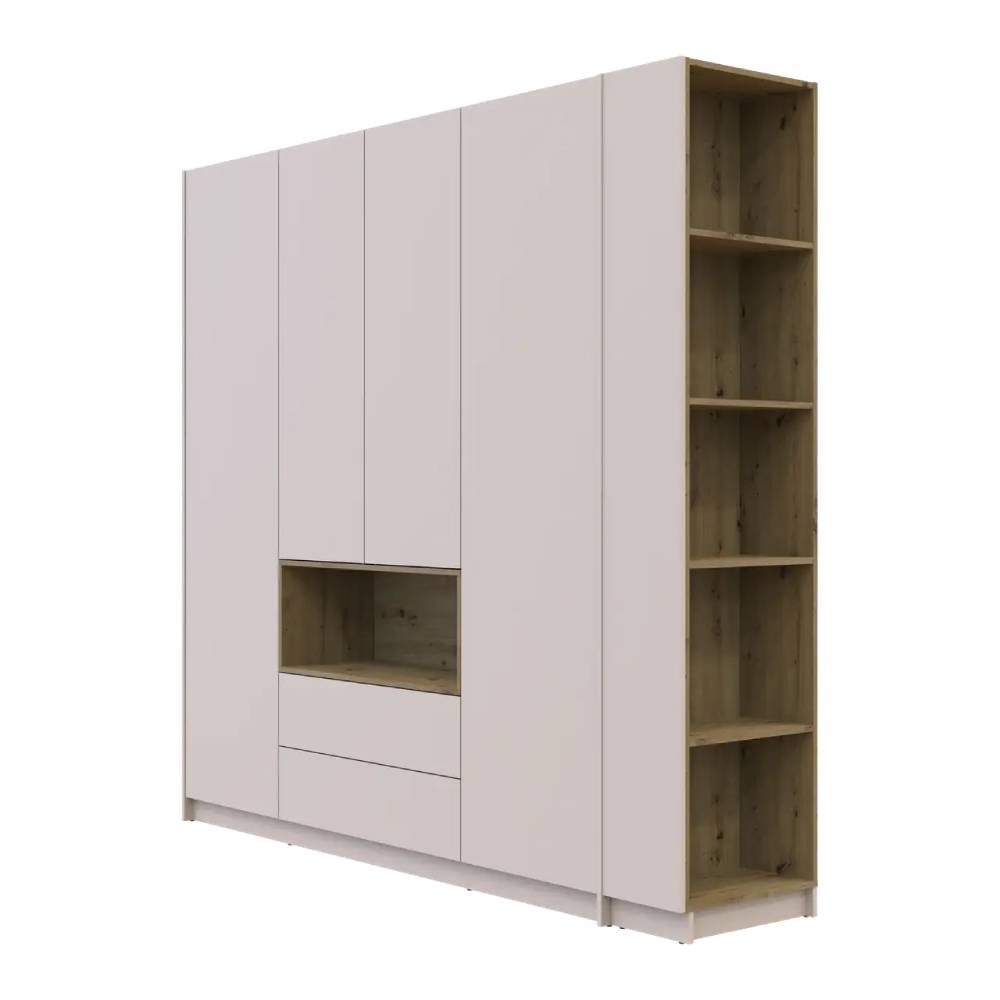 Шкаф для одежды с нишей и этажеркой Doros Дейл Кашемир/Дуб Артизан 4 ДСП 234х52х220 DRS-011728 (44900340)