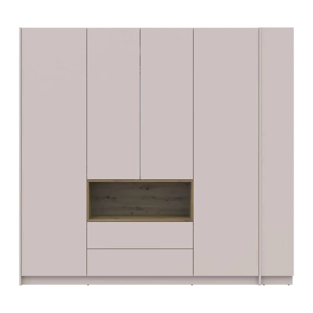 Шкаф для одежды с нишей и этажеркой Doros Дейл Кашемир/Дуб Артизан 4 ДСП 234х52х220 DRS-011728 (44900340)