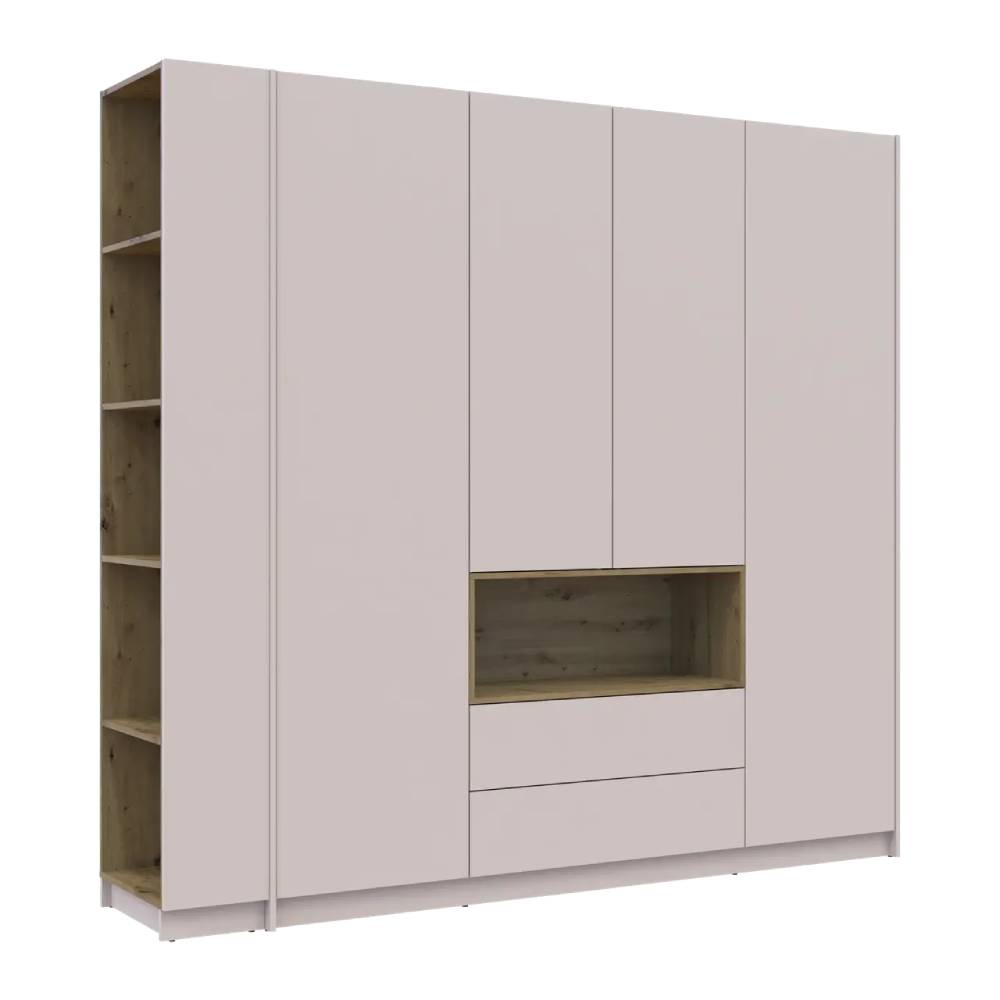 Шкаф для одежды с нишей и этажеркой Doros Дейл Кашемир/Дуб Артизан 4 ДСП 234х52х220 DRS-011728 (44900340)