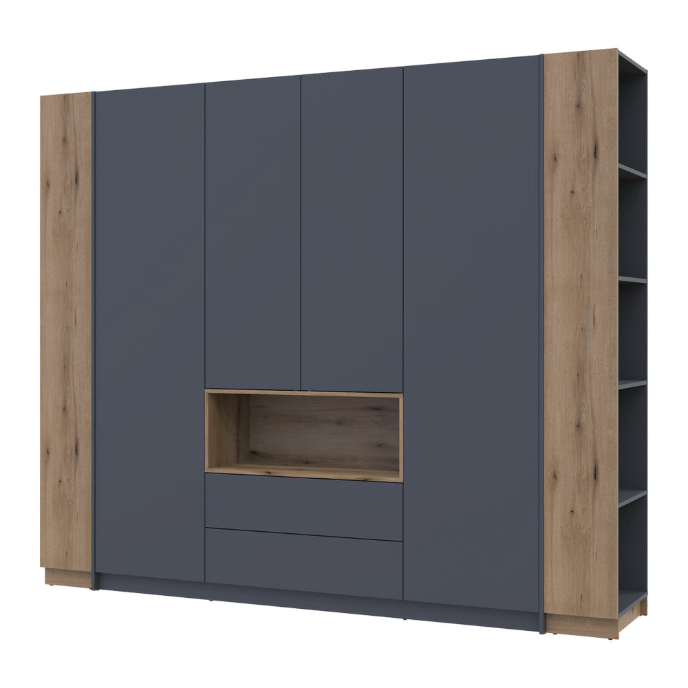 Шкаф для одежды с нишей и этажеркой Doros Дейл Графит/Дуб Эвок 4 ДСП 234х52х220 DRS-011738 (42005158)