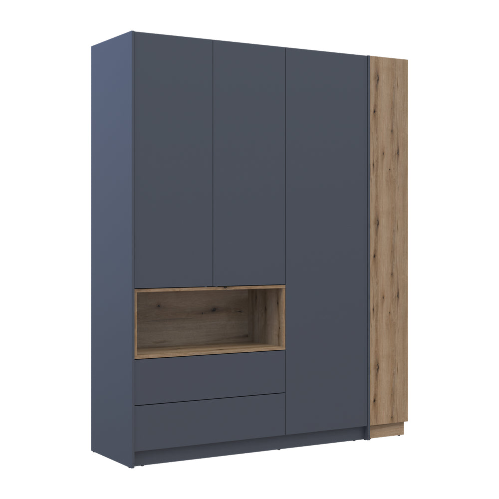 Шкаф для одежды с нишей и этажеркой Doros Дейл Графит/Дуб Эвок 3 ДСП 178х52х220 DRS-011736 (42005156)