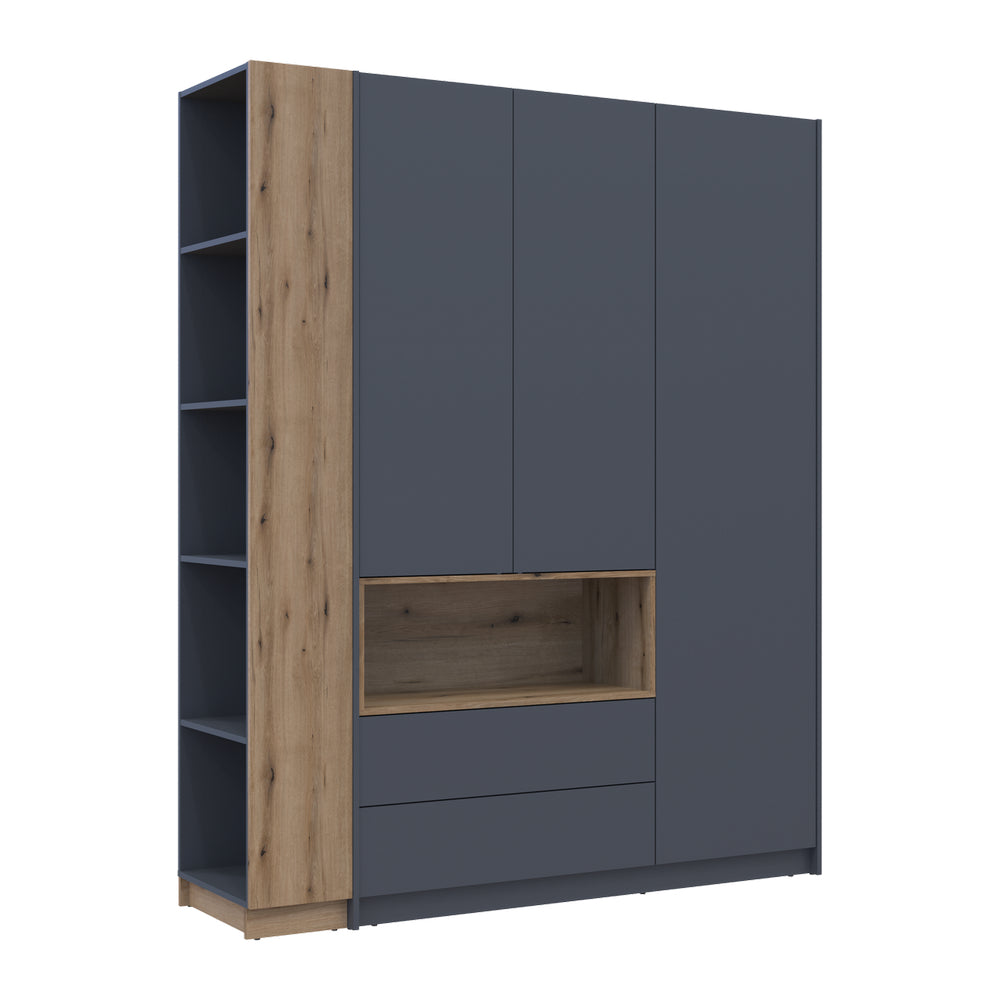 Шкаф для одежды с нишей и этажеркой Doros Дейл Графит/Дуб Эвок 3 ДСП 178х52х220 DRS-011736 (42005156)