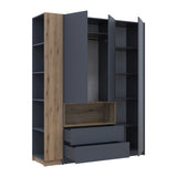 Шкаф для одежды с нишей и этажеркой Doros Дейл Графит/Дуб Эвок 3 ДСП 178х52х220 DRS-011736 (42005156)