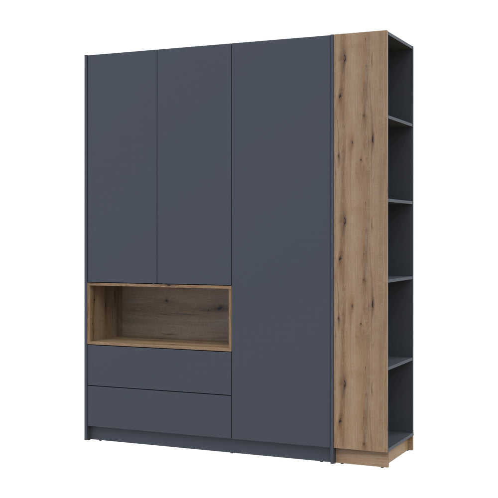 Шкаф для одежды с нишей и этажеркой Doros Дейл Графит/Дуб Эвок 3 ДСП 178х52х220 DRS-011736 (42005156)