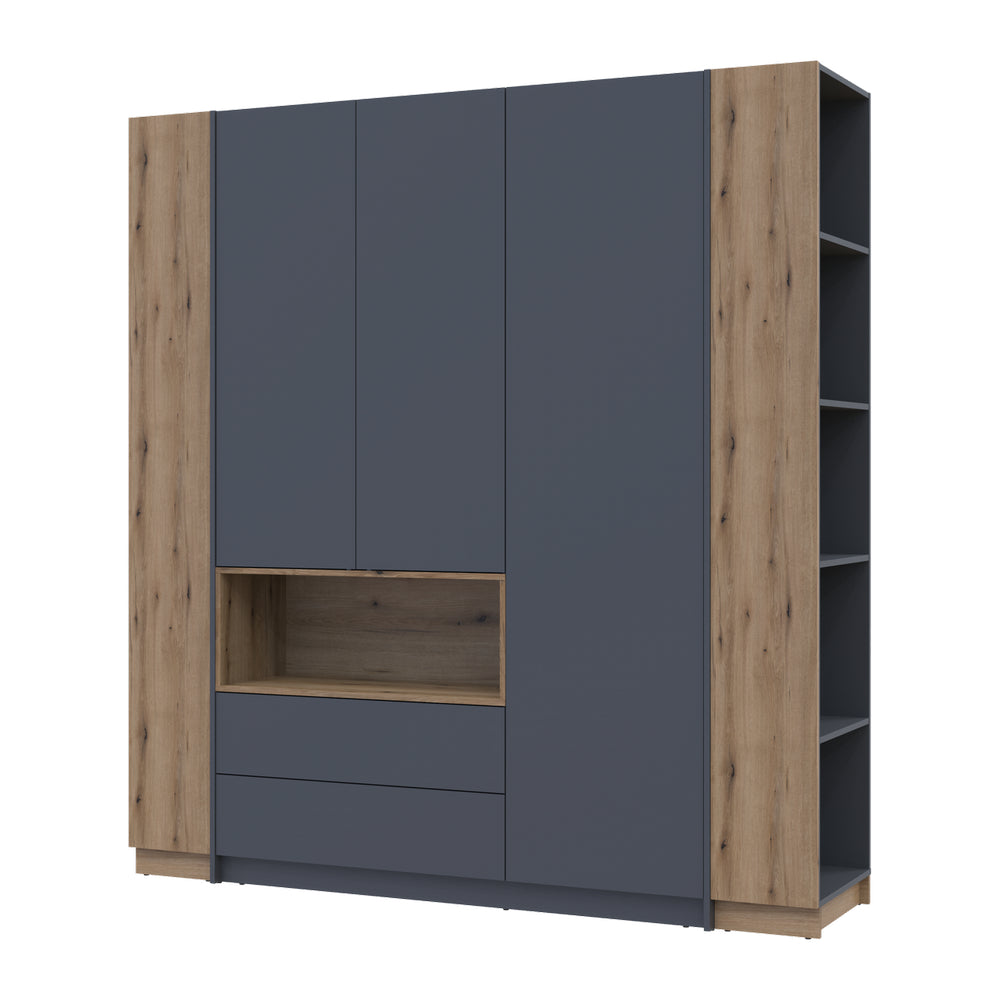 Шкаф для одежды с нишей и этажеркой Doros Дейл Графит/Дуб Эвок 3 ДСП 178х52х220 DRS-011736 (42005156)