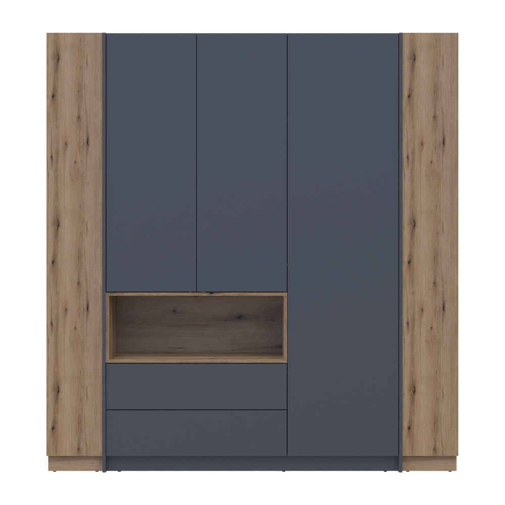 Шкаф для одежды с нишей и этажеркой Doros Дейл Графит/Дуб Эвок 3 ДСП 178х52х220 DRS-011736 (42005156)