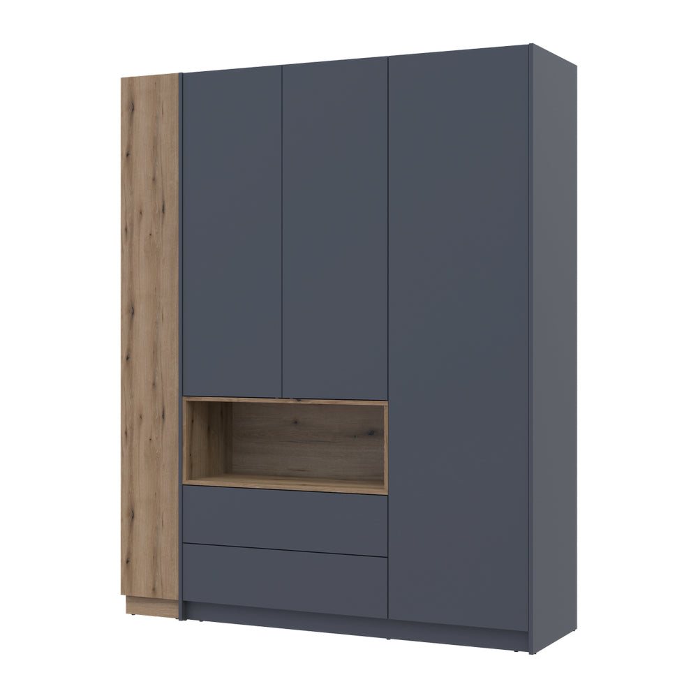 Шкаф для одежды с нишей и этажеркой Doros Дейл Графит/Дуб Эвок 3 ДСП 178х52х220 DRS-011736 (42005156)