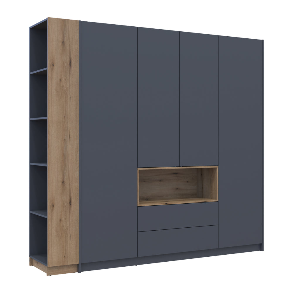 Шкаф для одежды с нишей и этажеркой Doros Дейл Графит/Дуб Эвок 4 ДСП 234х52х220 DRS-011738 (42005158)